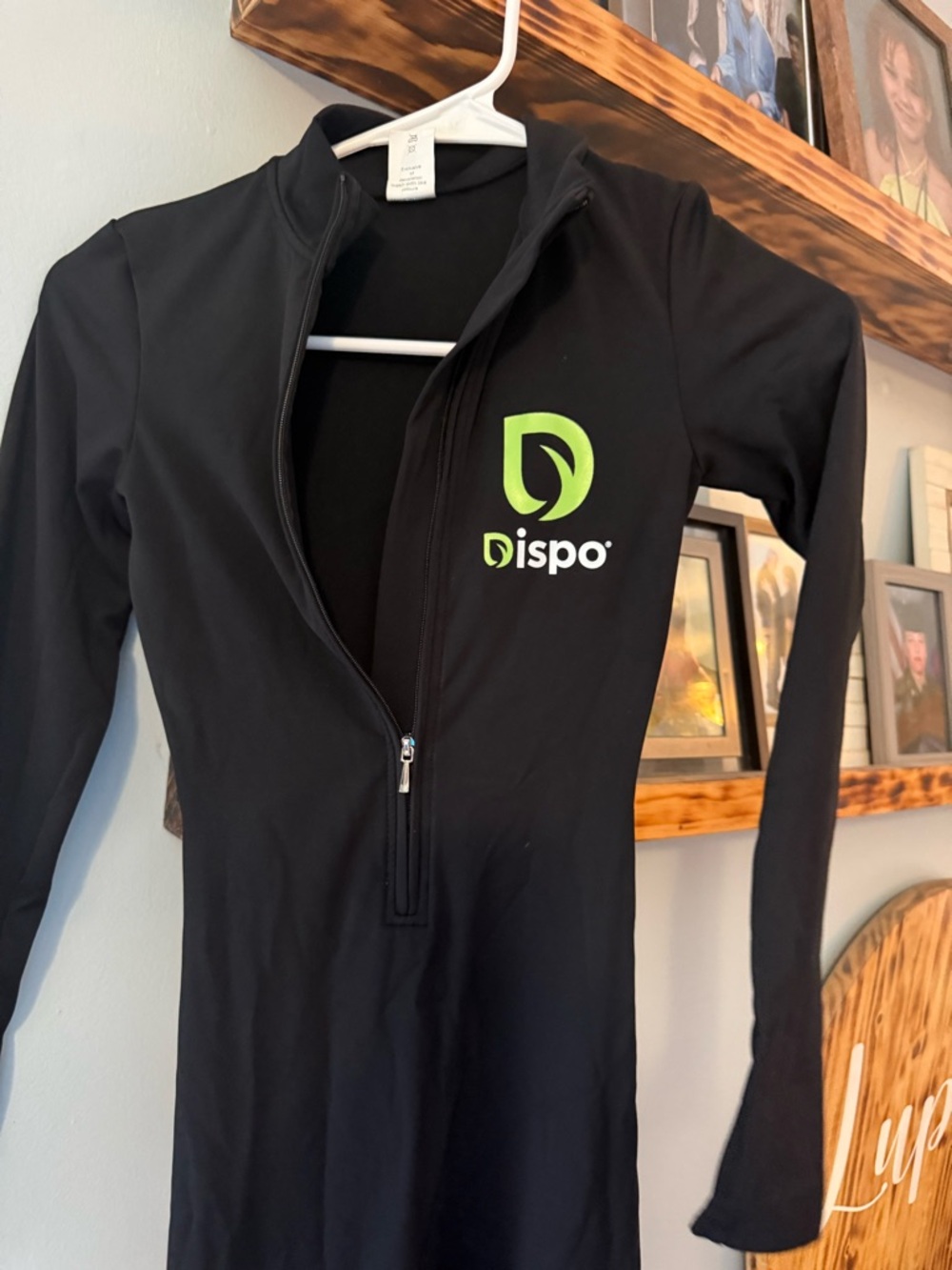 Dispo Black Zip-Up Logo Top with Lime Green Accent